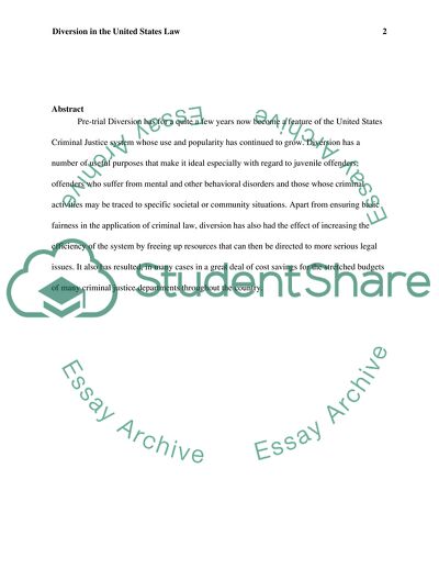 Diversion in the United States Law