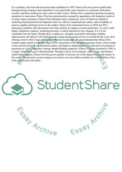 The Strategies Used By Fitness First To Build and Sustain Competitive Advantage