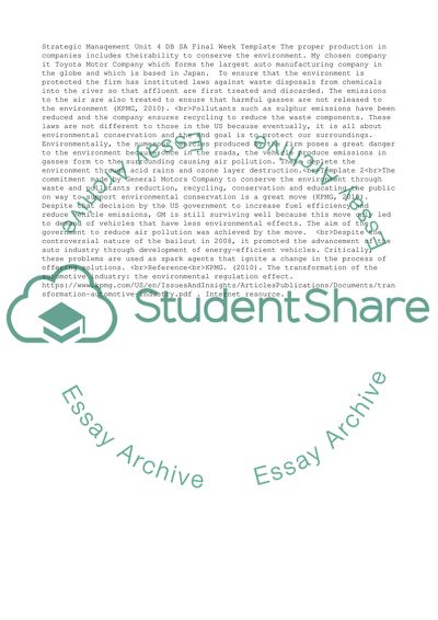 Strategic Management Unit 4 DB SA Final Week