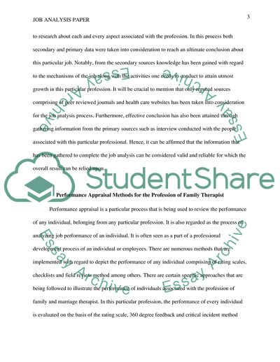 Job Analysis Paper