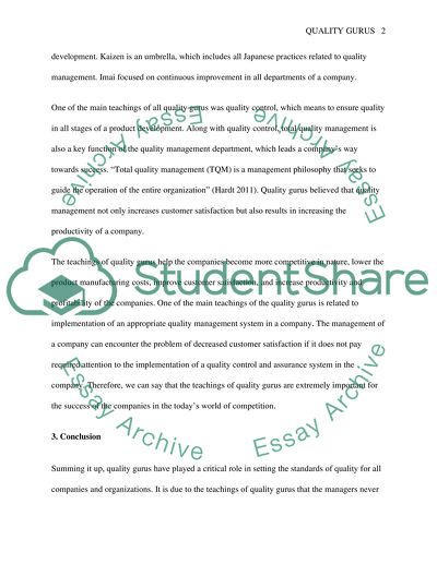 Critically discuss why the teachings of the Quality Gurus are important