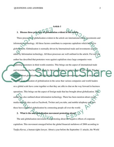 Three Processes of Globalization Evident