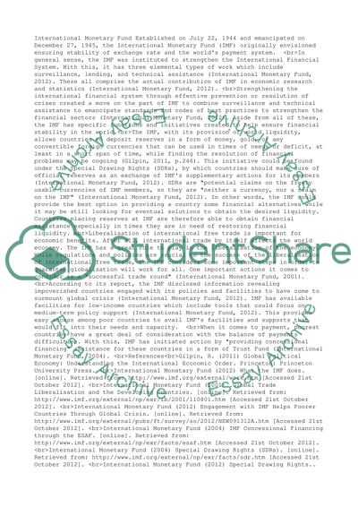 The Role of International Monetary Fund