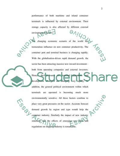 How a New Container Terminal Is Influenced by the External Environment in Which They Wish to Operate