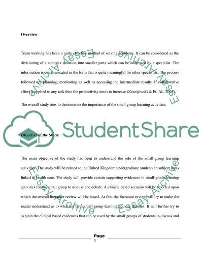 The Importance of the Small Group Learning Activities: the Impact of Such Groups
