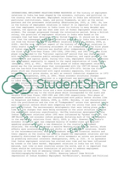 International Employment Relations/Human Resources