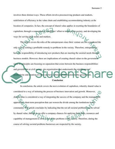 what is shared value essay