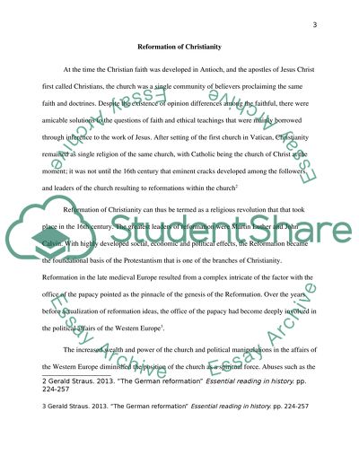 The Reformation of Christianity in Late Medieval and Early Modern Europe