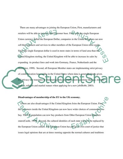 Advantages of the UK Membership in the EU