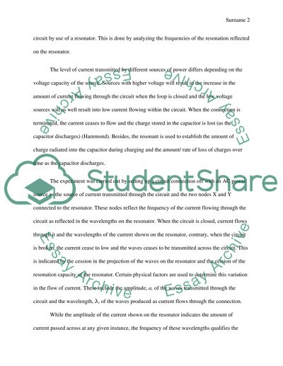 Experiment 2 Resonant circuit