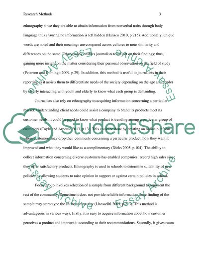 Research Methods: Ethnography and Focus Group