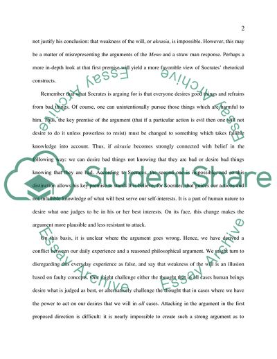 Akrasia in Platos Meno