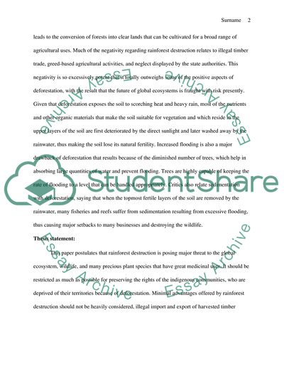 Should the Rain Forest Destruction Be Prohibited