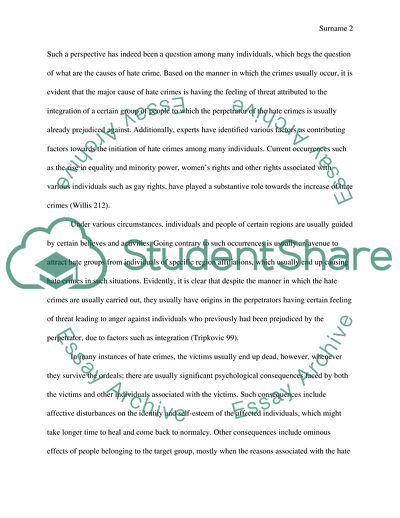 Hate Crime Research Paper