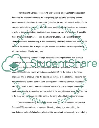 The Oral Approach and Situational Language Teaching