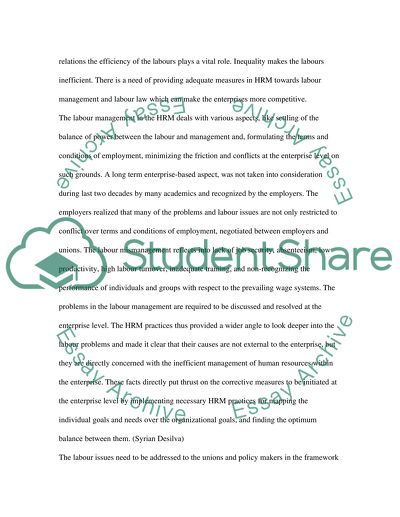 HRM and Labour Problems