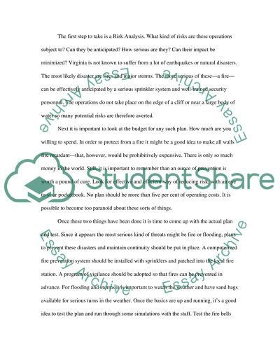 Disaster recovery plan