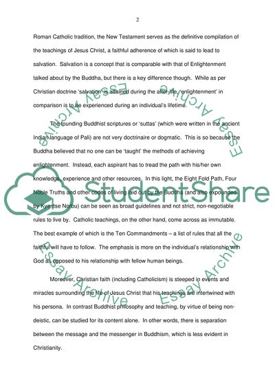 Compare/contrast Buddhism teachings to Catholic or other christian denomination