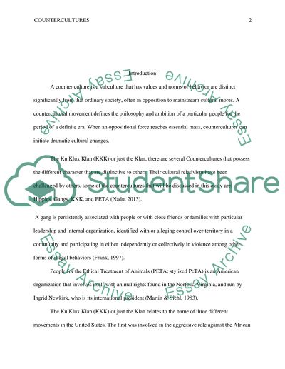 Countercultures; Impact on Socialization and Values in Society