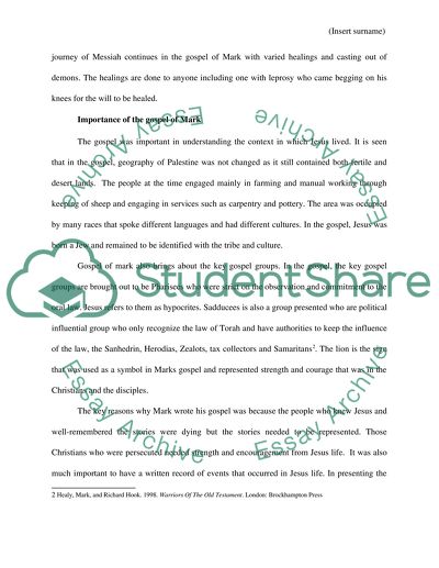 The Analysis of Marks Gospel