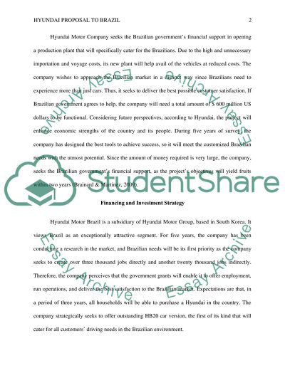 Direct Foreign Investment Decision Proposal-Hyundai Motor & Brazil