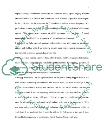 Application for the Post of Family Support Worker