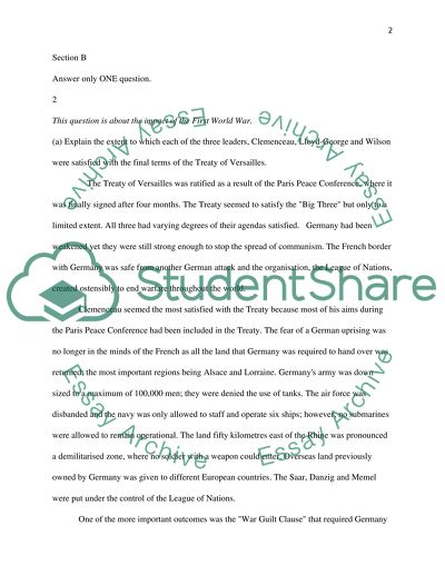 The Impact of the First World War