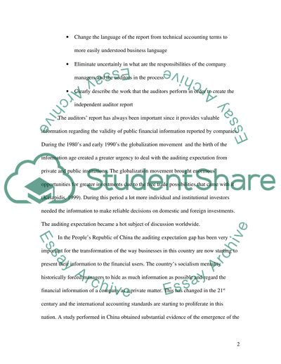 Auditors and Investors Perception of the Expectation Gap