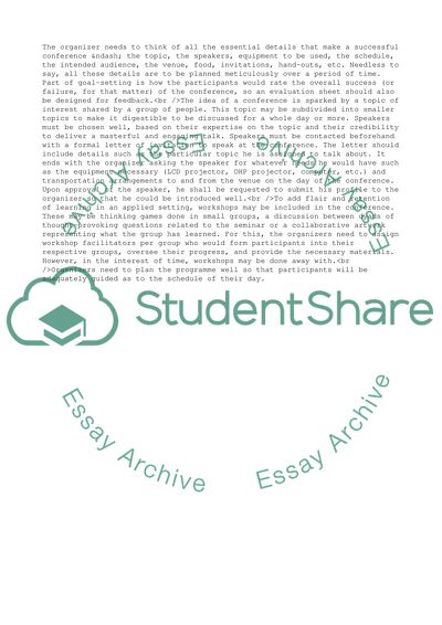 Evaluation of the Conference Arrangements Offered to Customers at a Small Venue