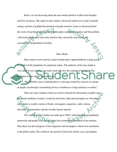 Critical Assessment of Conventional Interpretations of Reality in the Age of Mass Media