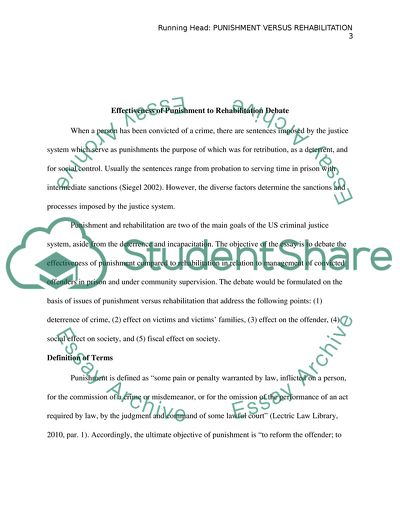 Effectiveness of Punishment to Rehabilitation Debate