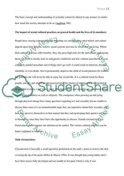 The Impact of Sexual Cultural Practices on General Health and the Lives of Its Members