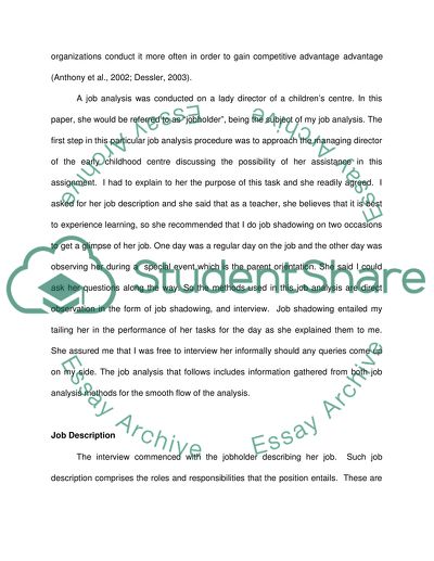 Analyzing the Job of an Early Childhood Centre Director