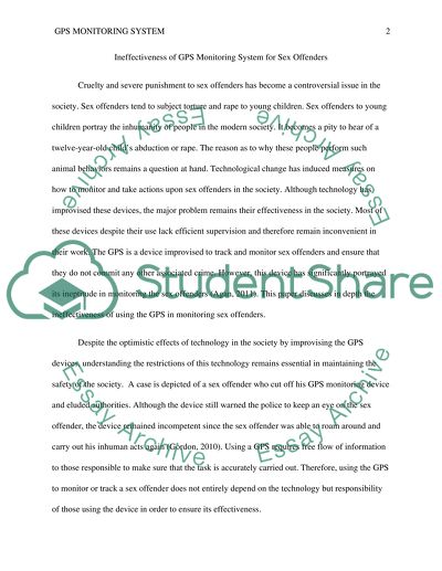 Ineffectiveness of GPS Monitoring System for Sex Offenders