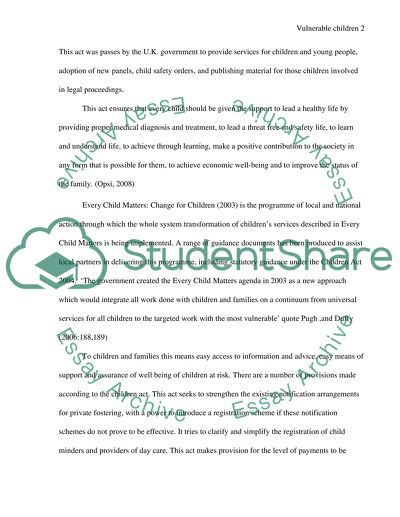 Preventative Services for Vulnerable Children