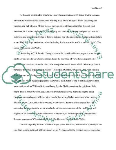 Miltons Treatment of Satan in Paradise Lost