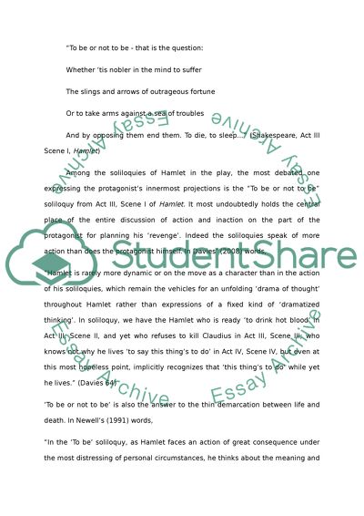 A Brief Overview of Hamlets Characterization through His Soliloquies