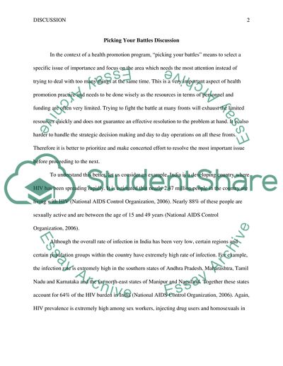 Picking the Battles in the Context of a Health Promotion Program