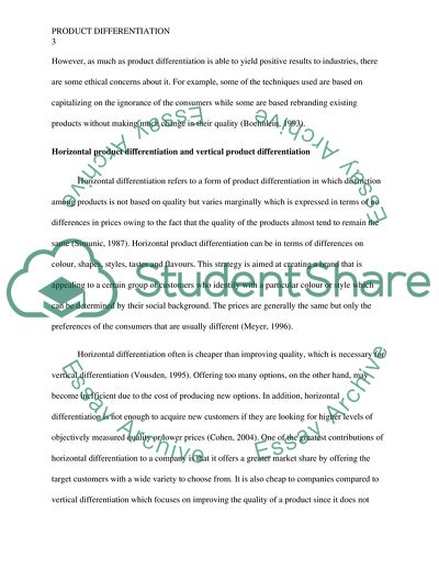 General Causes of Product Differentiation