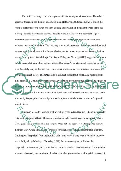 Nursing contribution to patients recovery after anesthesia