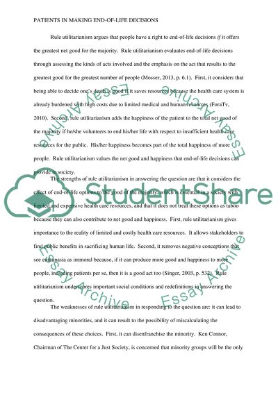 Patients in Making End-of-Life Decisions