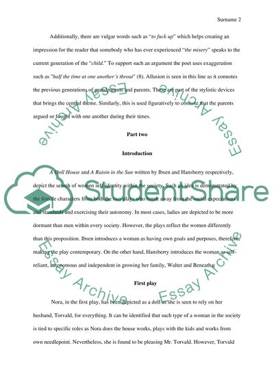 An analysis of Larkins poem. A Doll House and A Raisin in the Sun
