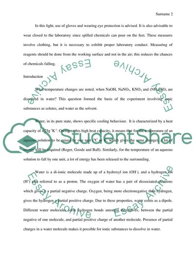 Chemistry: Cooling of Water