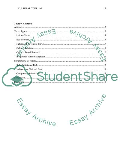 Cultural Tourism with the Exploration of Indigenous Cultures