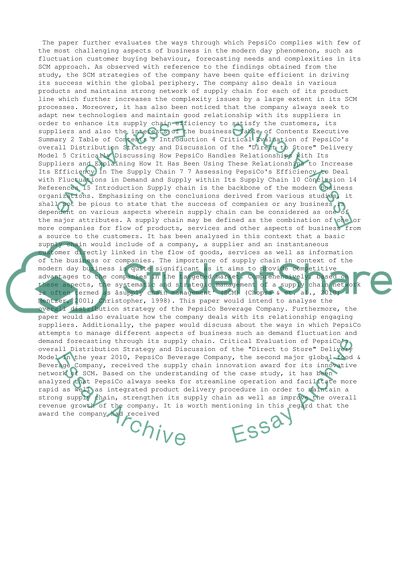 Supply chain management (SCM) strategies of PepsiCo