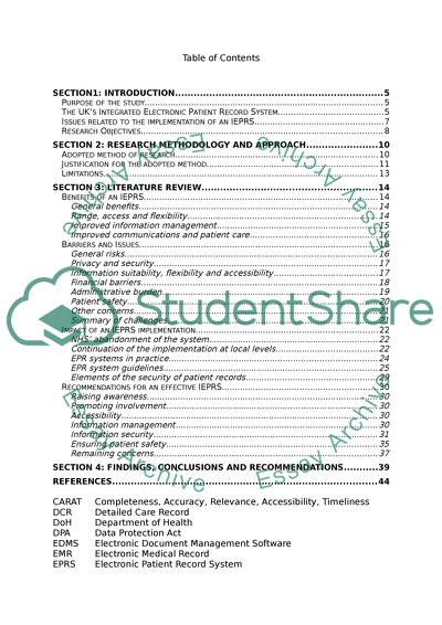 Integrated Electronic Patient Record System in the UK