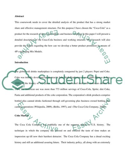 Coca-Cola Business Product Analysis