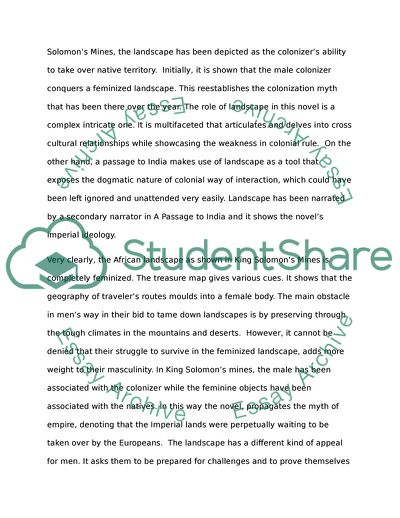 The Representation of Landscape in King Solomons Mines