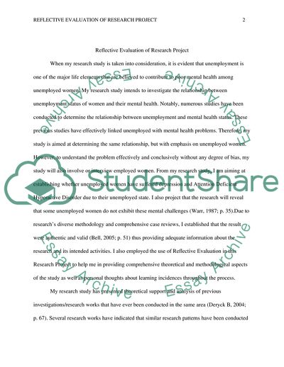 Reflective Ealuation of Research Project