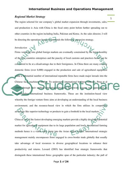 International Business and operations Management